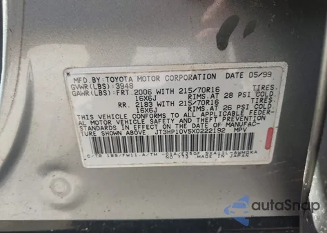 1999 Toyota Rav4 из США, поврежденный, VIN JT3HP10V5X0222192